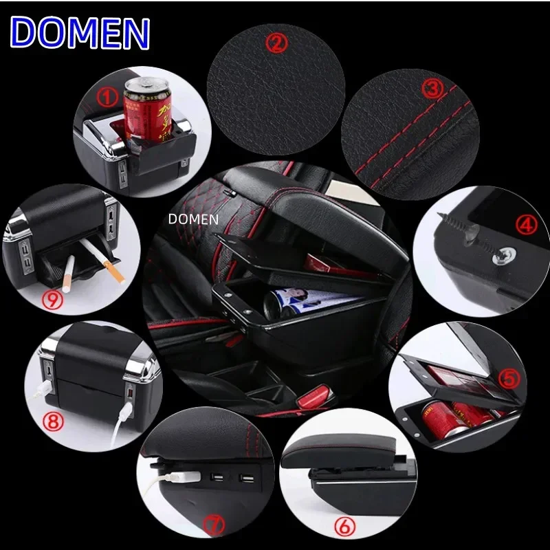 For Mazda 2/Demio  Armrest box Original dedicated central armrest box modification accessories Dual Layer USB Charging