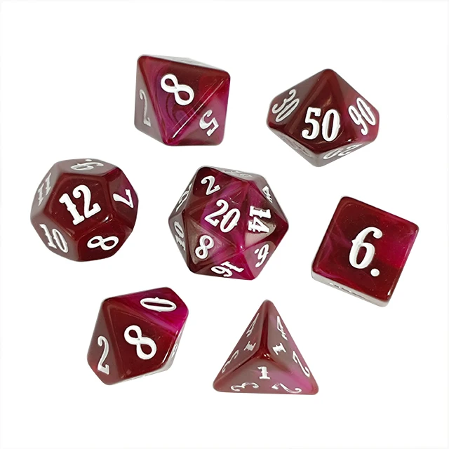 Blend Color Acrylic material Dice Set Games Digital Dice DND RPG MTG Role-playing Board Game 7Pcs/set dice KTV Bar Club Dice Set