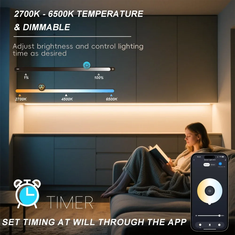 Tira de luces LED de neón Tuya WiFi CCT DC24V Sensor de movimiento regulable cinta de letrero de neón de silicona Flexible impermeable fr decoración del hogar al aire libre