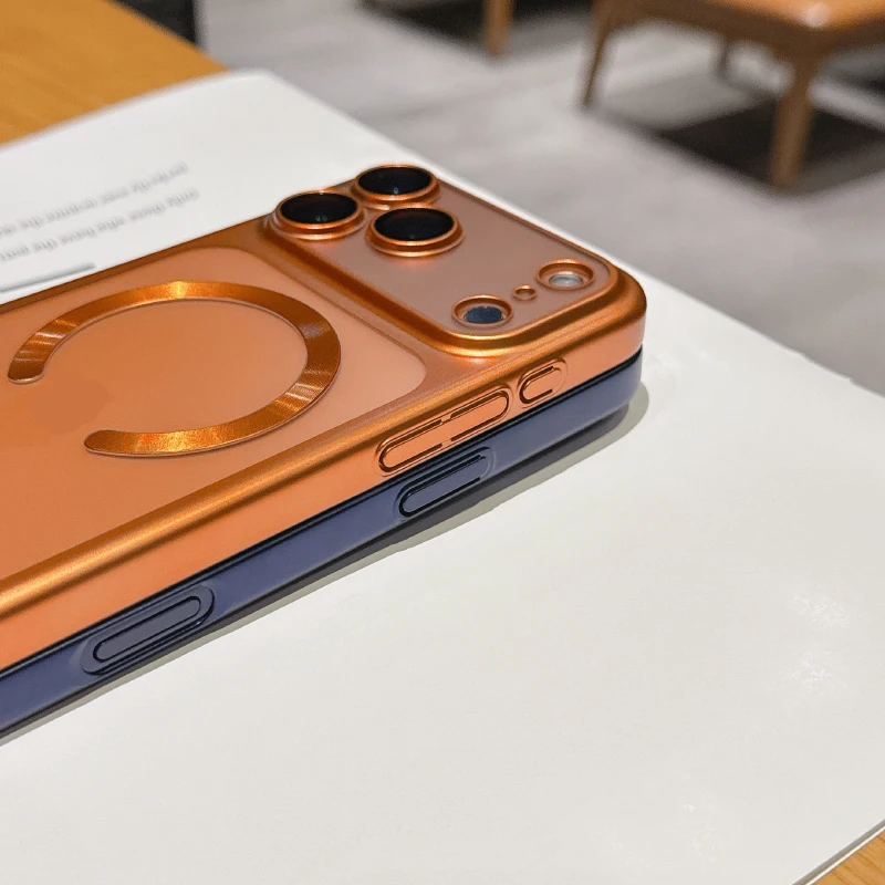 ل Magsafe المغناطيسي شحن لاسلكي ماتي شفافة تصفيح الصلب PC جراب هاتف آيفون 17 برو ماكس الهواء الوفير الغطاء الخلفي