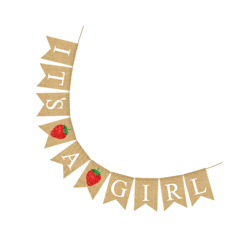 

Strawberry Swallowtail Linen Garland Banner Baby Shower Decor Girl Birthday Baby Banner Party Supplies Hanging Wall
