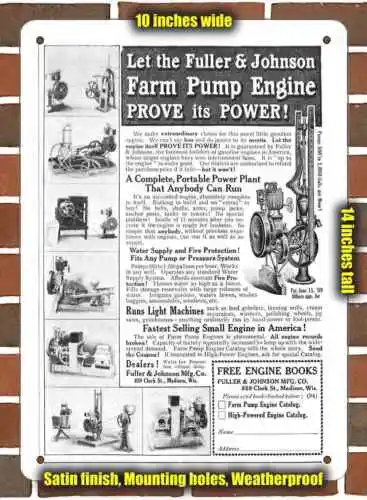 Metal Sign - 1910 Fuller & Johnson Farm Pump Engine 2- 10x14 inches