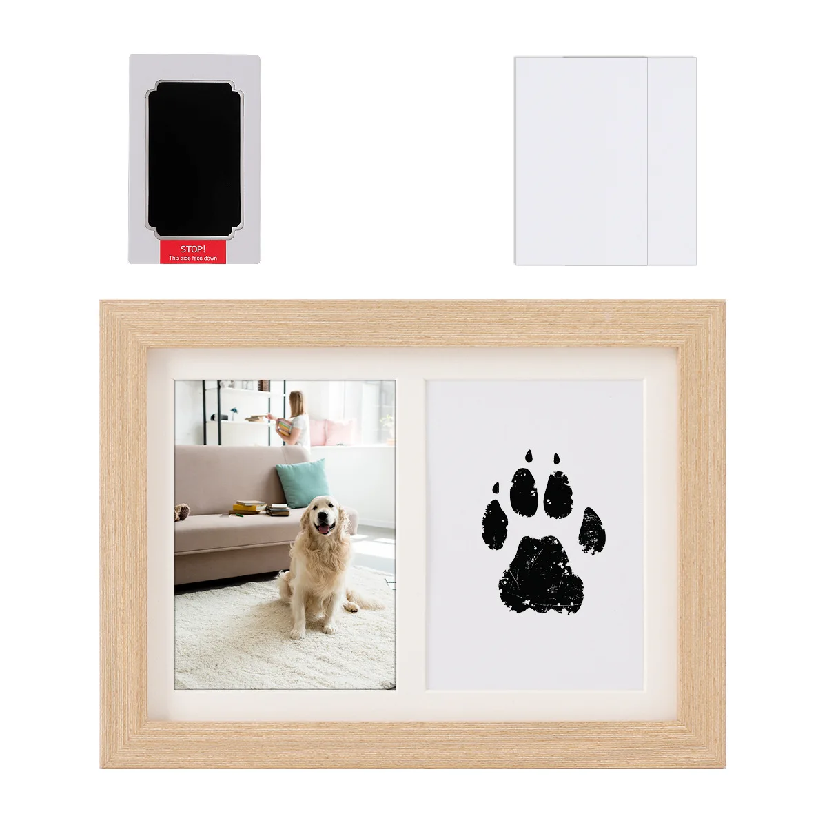 Pet Memorial Photo Frame Display Stand Dog Cat Paw Print Handprint DIY Gift No Clean Keepsake Frame For Pet Loss Home Decor