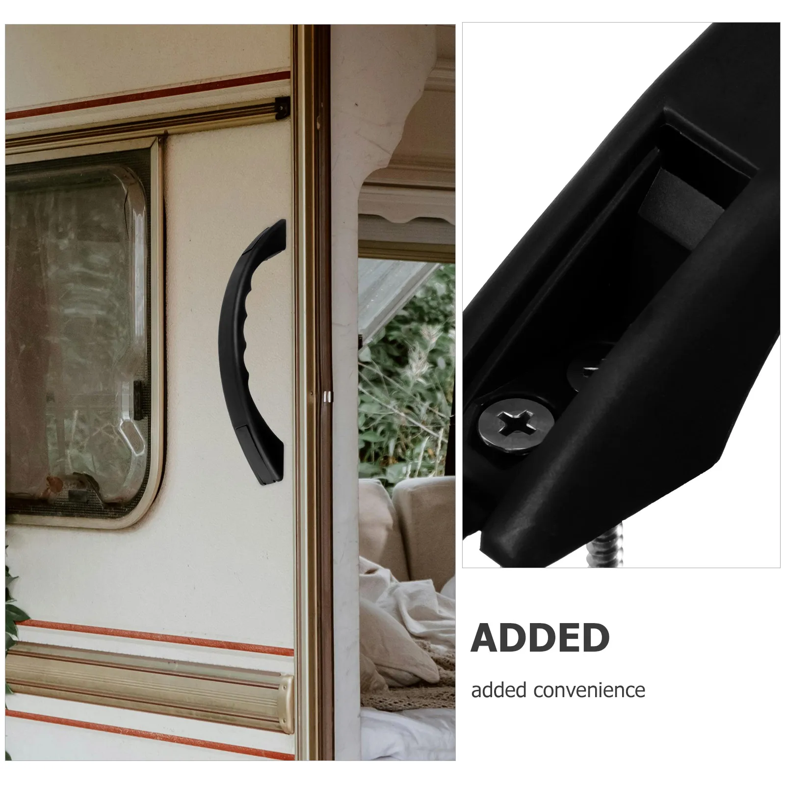 

RV Handrails Black Grip Handle Entry Door Assist Foldable Camper Trailer Durable Non Slip Stable Easy Installation
