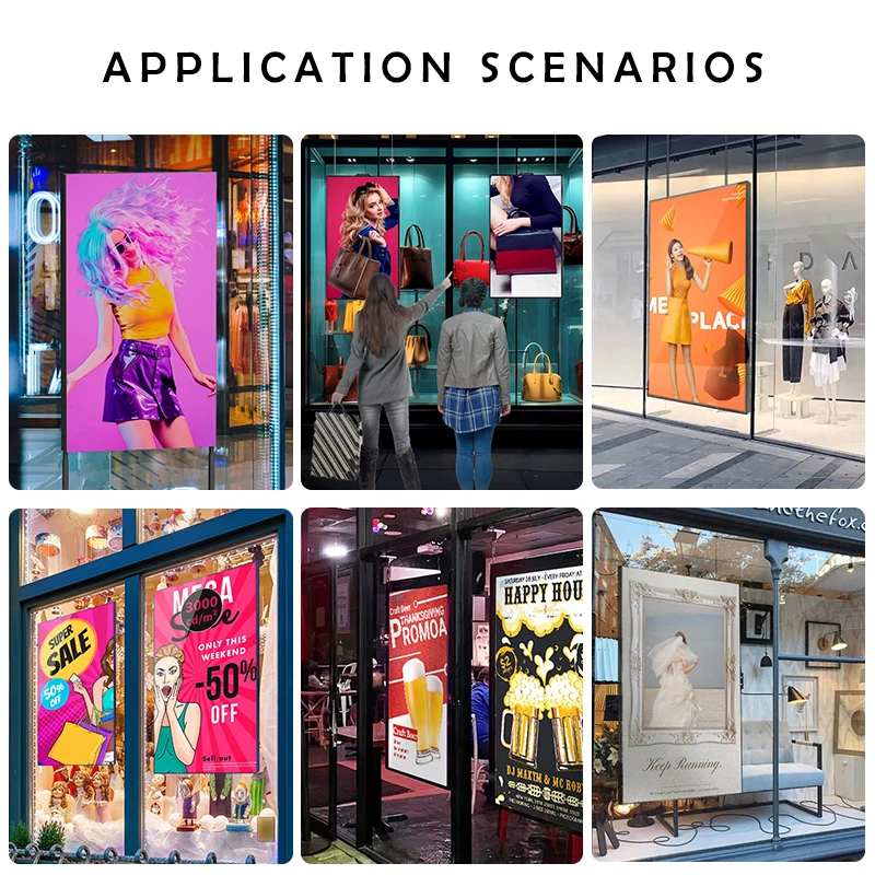Elevator electronic advertising screen 55-65 inch high-brightness hanging LCD 3000 Nit window-facing display