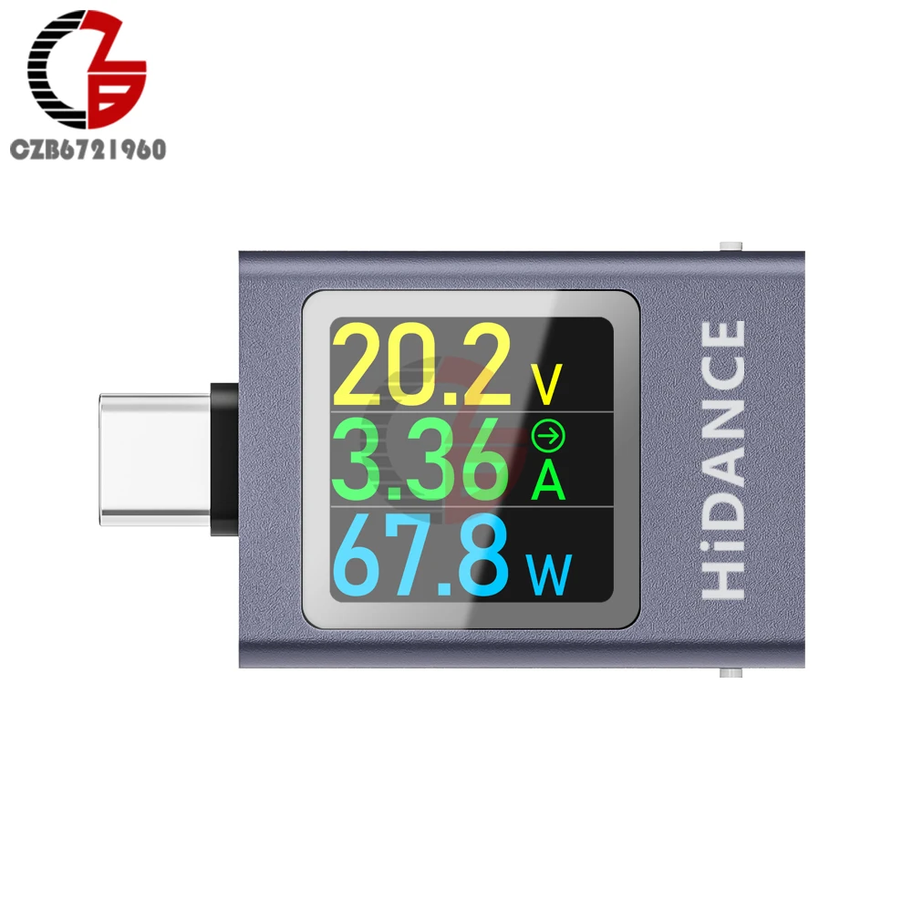 DC 4.5-50V 0-12A Digital Display Voltmeter Ammeter USB Type-C Charging Tester DC Current Voltage Meter Battery Capacity Monitor