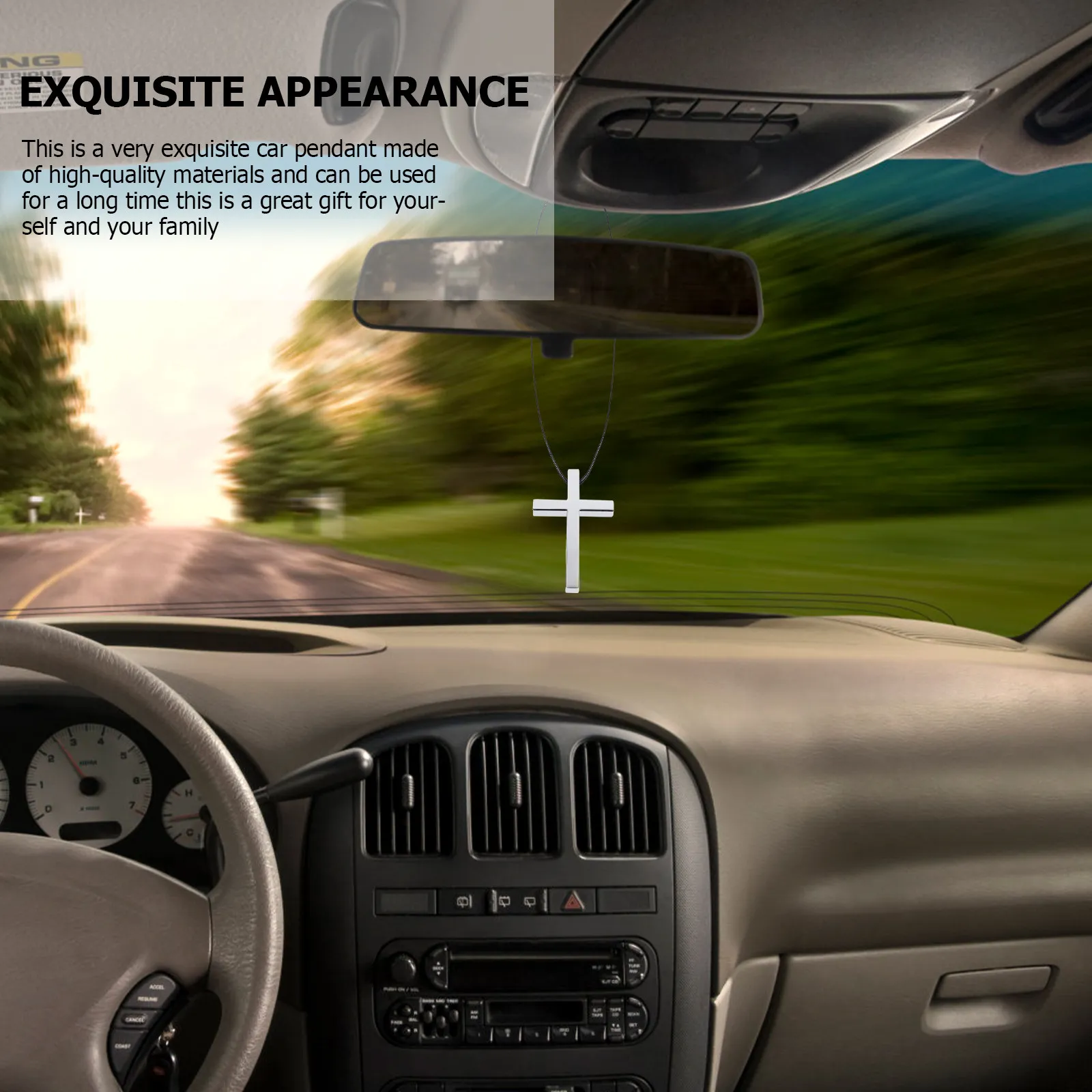 1Pcs Cross Rearview Mirror Pendant Alloy Car Hanging Decor Religious Charm Auto Interior Adornment Cross Rearview Mirror Pendant