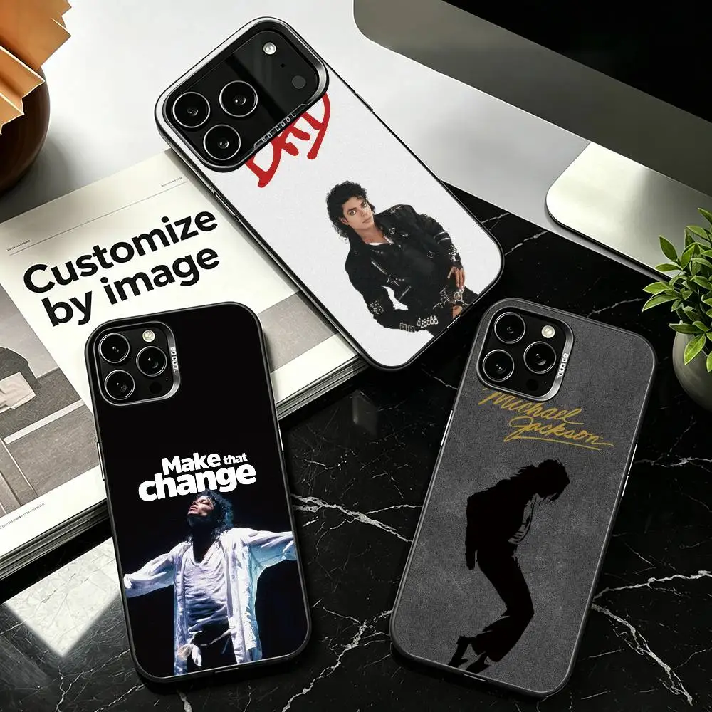 King of Pop -Michael-J- Jackson-z Phone Case For iPhone 17,16,15,14,13,12,Pro Max,XS,Colored Silver Plated Inside Cover