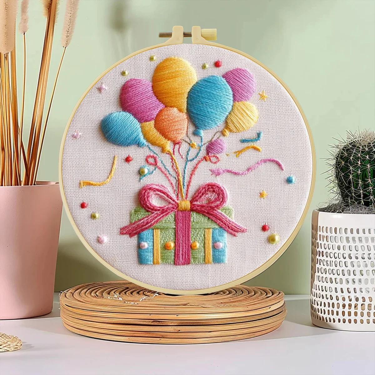 1 Stück 20X20CM/15X15CM 7,87/6,3 Zoll Stickerei-Starter-Kit DIY-Set Heimdekoration – Detail 1