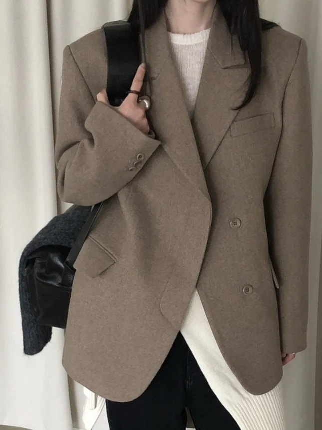 

Шерстяной костюм в стиле ретро с боковыми пуговицами, женский зимний твидовое пальто высокого класса, модное твидовое пальто для поездок на работу, обычная длина