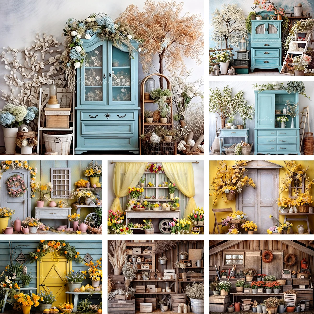 

Rural Spring Flower House Backdrops Cake Smash Child Baby Photo Props Adult Kids Decors Farm Photography Studio Backgrounds