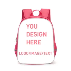 DIY Pink School Backpack with Double Zipper Pocket for Girls ,13 in Custom Personalized Kids Bag with Photos Logo Text Best Gift