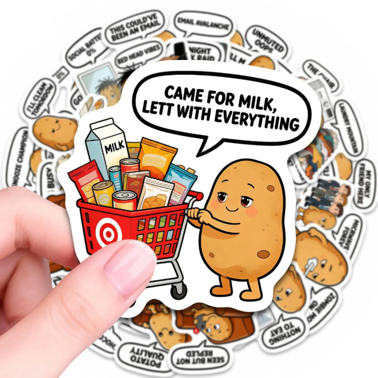 50/100Pcs Funny Potato Face Stickers DIY Suitcase Notebook Phone File Folder Laptop Helmet Skate Storage Box Waterproof Decals