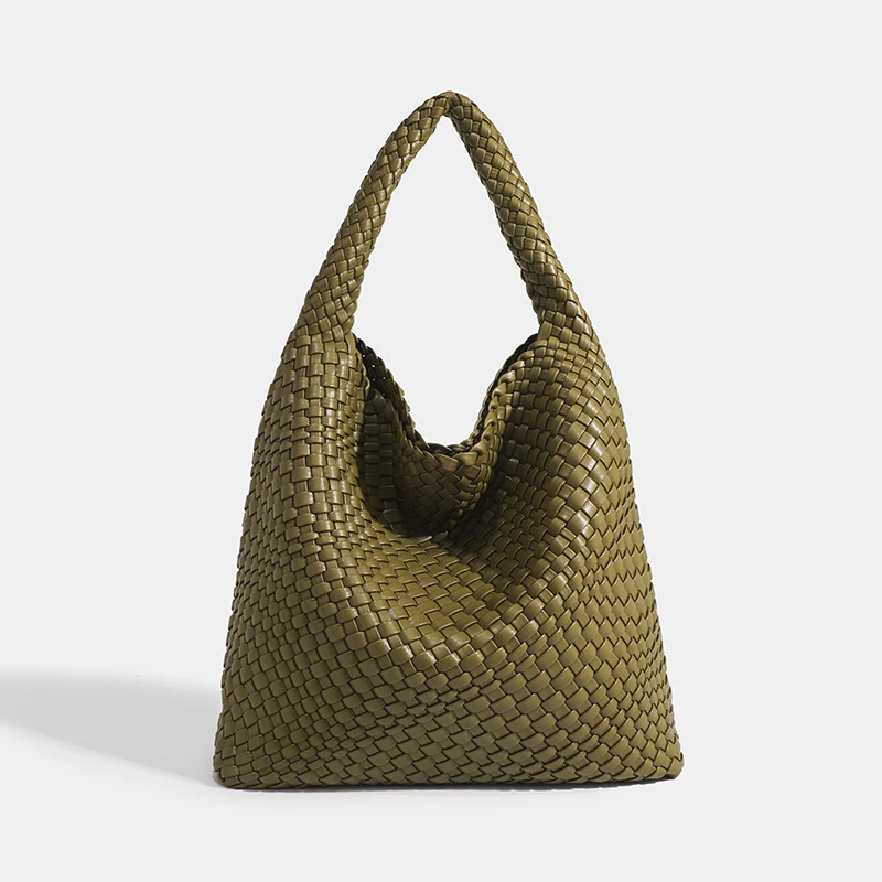 Gewebte Einkaufstaschen für Frauen weiche Leder Einkaufstasche gewebte Damen handtaschen Sommer Umhängetasche große Kapazität Top-Griff Tasche – Detail 14