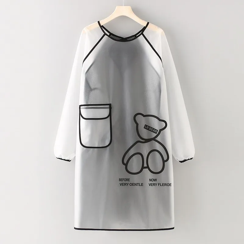 Waterproof Washable Apron Kitchen Transparent Long-sleeved Smock Catering Aquatic Special Car Wash Shop Swimming Pool TPU Smock