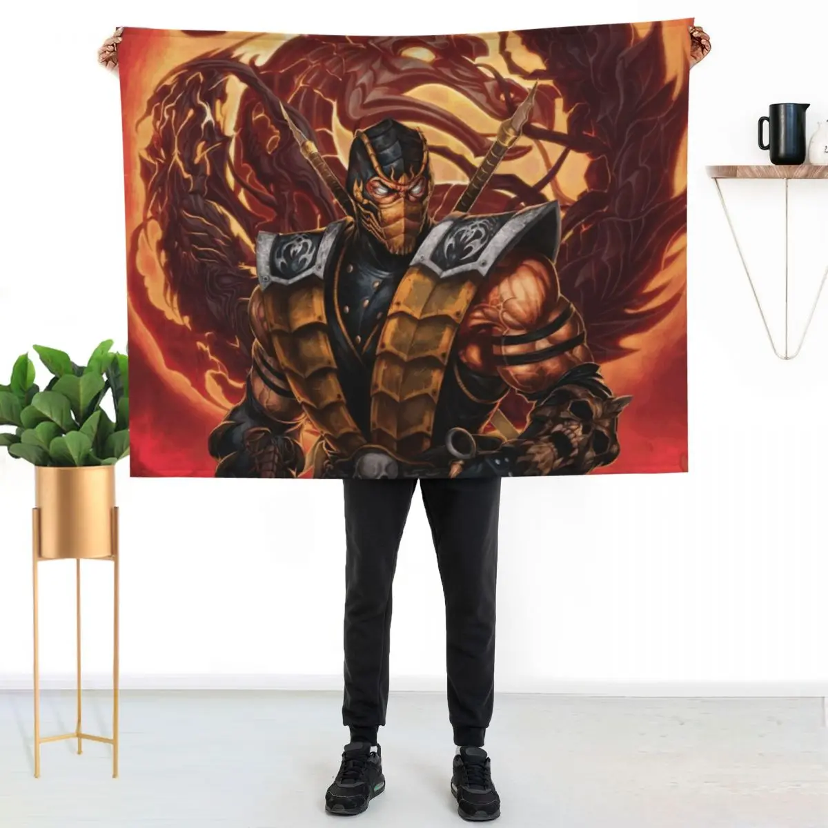 

Scorpion Mortal Kombat Throw Blanket Cozy Home Blanket Gift for Christmas Holiday