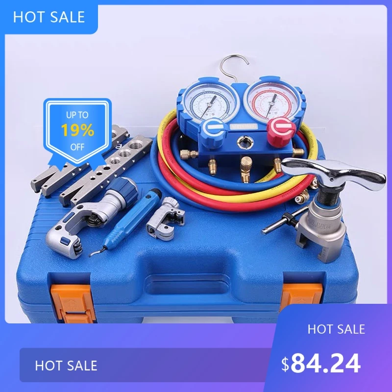 

7220Улезный комбинированный ящик для инструментов VTB-5B, набор манометров для развальцовки, резак для снятия фаски, холодильные интегрированные наборы инструментов для развальцовки