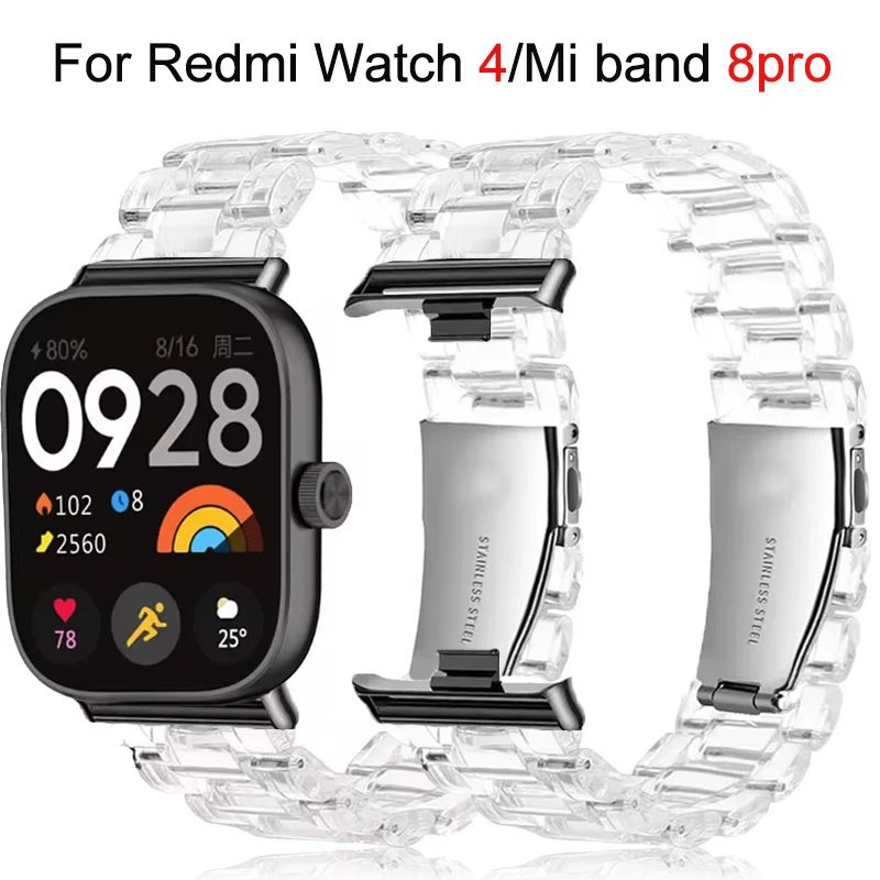 Sauberes Harz armband für Redmi Uhr 4 Smartwatch Armband Ersatz Armband Leicht gewicht für Xiaomi Mi Band 8pro Armband Correa
