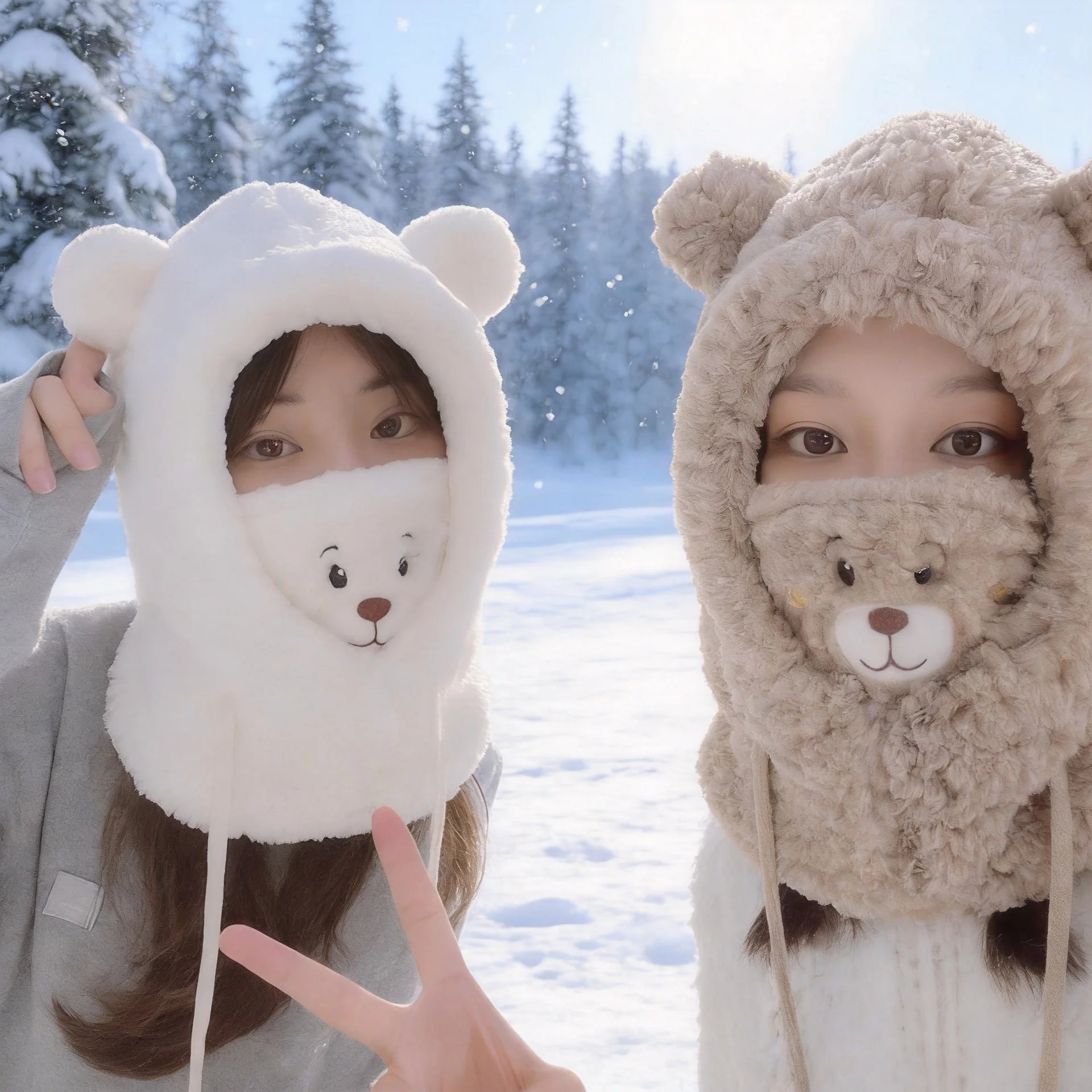 Panda Hat and Scarf Integrated Women's Winter Thickened Warm and Cold Korean Version Versatile Ear Protector Lei Feng Hat