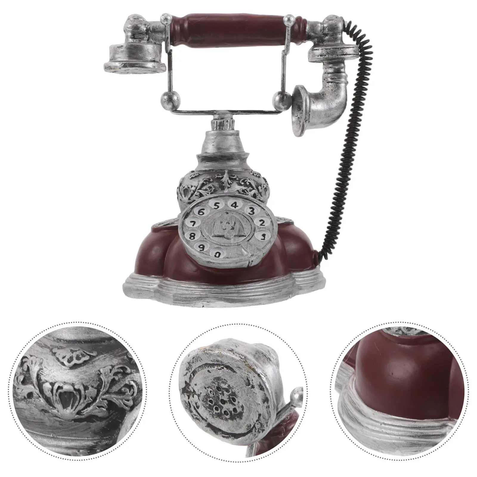 

Vintage Telephone Resin Ornament Retro Landline Decorative Phone Rotary Dial Home Decor Bookshelf Accent Old Style Vintage