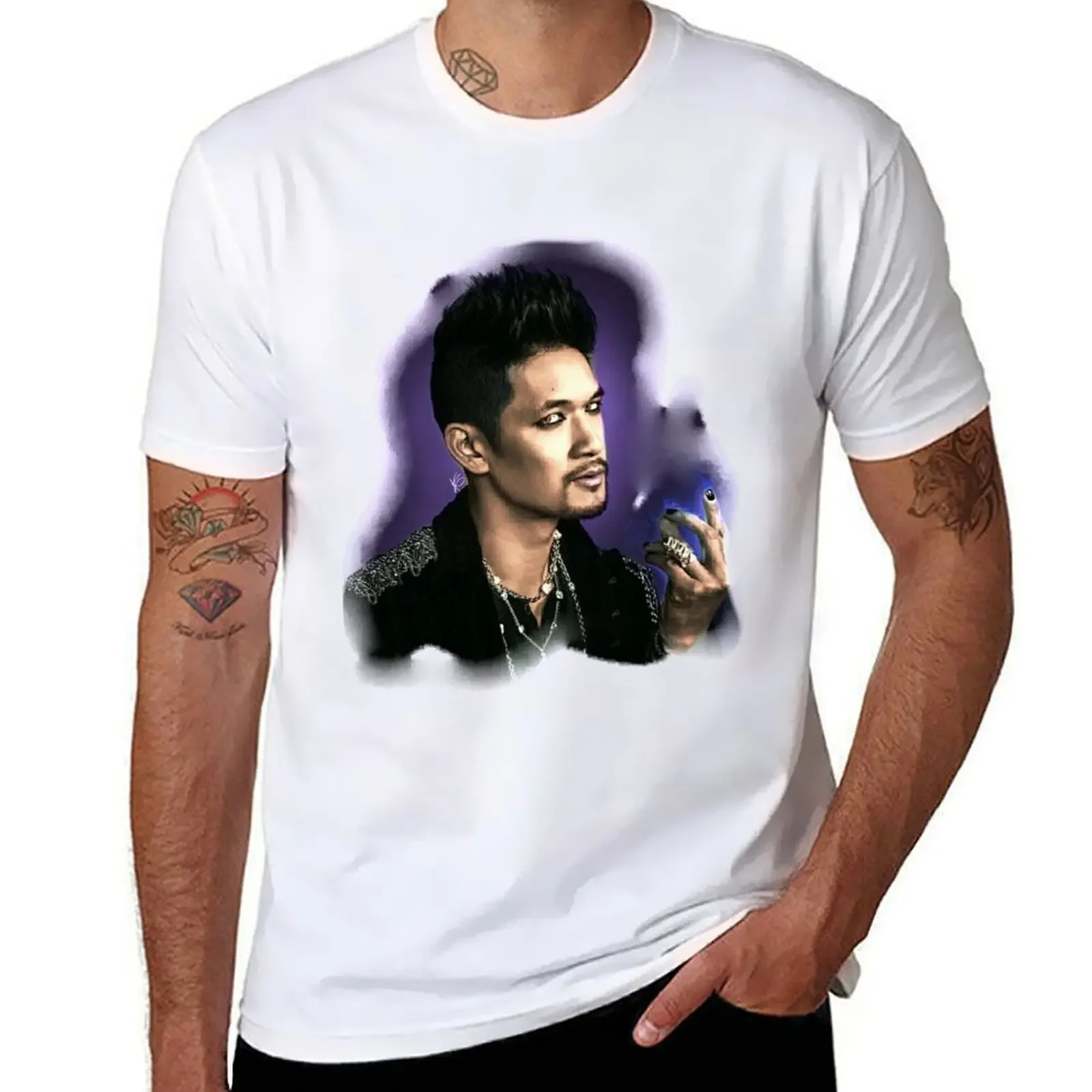 Shadowhunters Magnus Bane recoloring T-Shirt cute tops mens clothes heavyweight fashion Round Neck manga vintage anime clothes