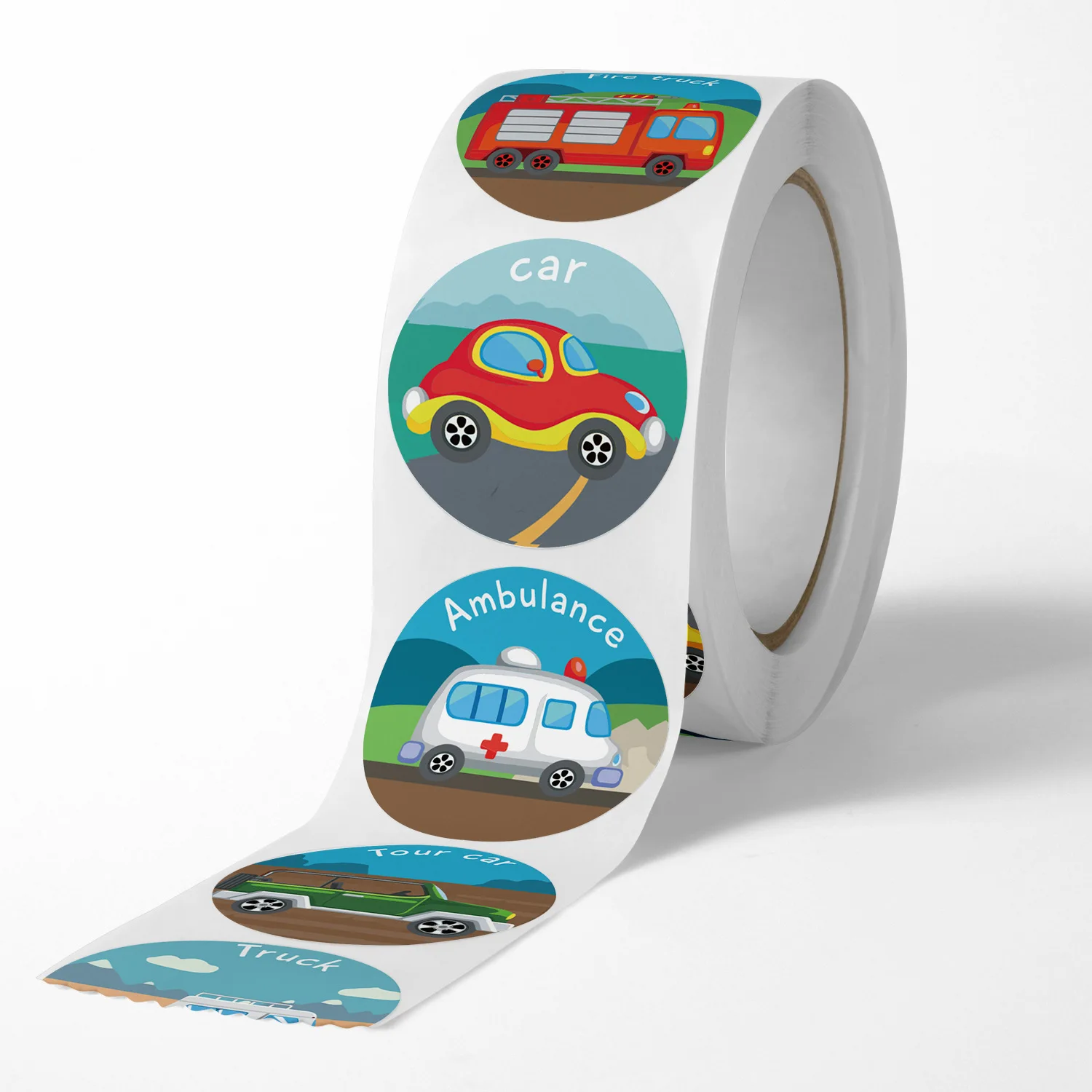 500pcs Cute Cartoon Ambulance Taxi Stickers Children's Educational Toys Sticker for Teacher Reward Kids Stationery Scrapbooking