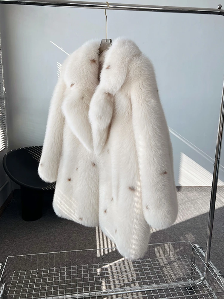 Fangtai-Manteau en fourrure de renard véritable naturel pour femme, veste d'hiver chaude, vêtements d'extérieur de luxe, livraison gratuite, froid, nouveau, 2024