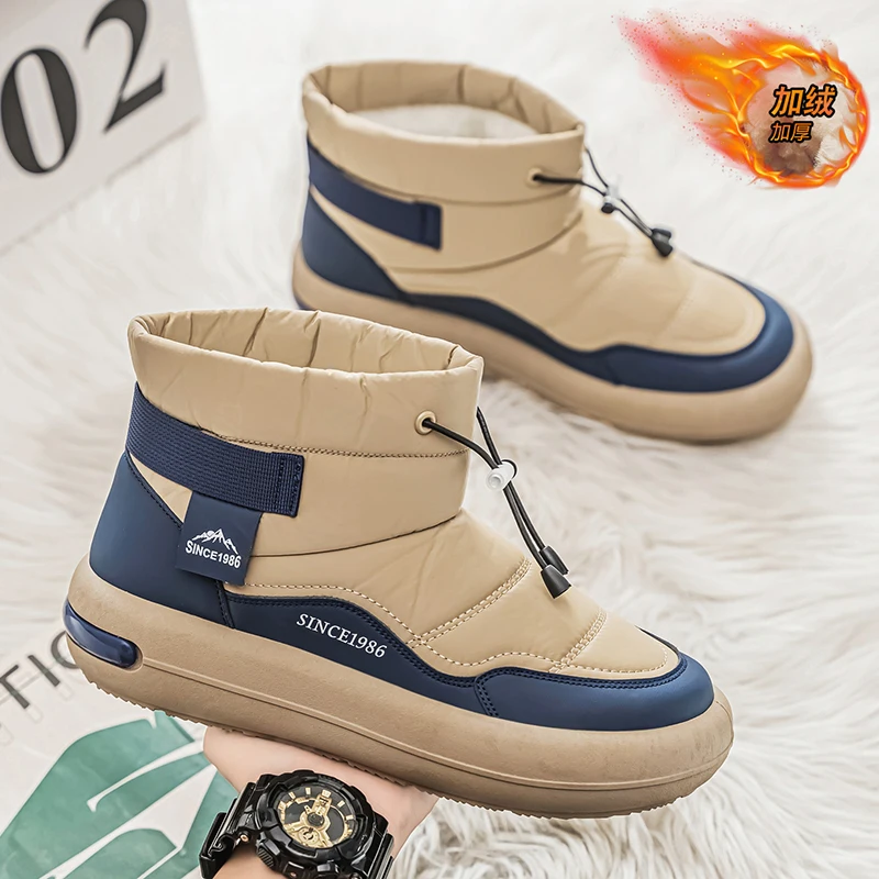 CYYTL Heren Sneeuwschoenen Winter Bont Warm Casual Outdoor Lederen Sneakers Sport Platform Wandelen Designer Luxe Loafers Laarzen Tennis