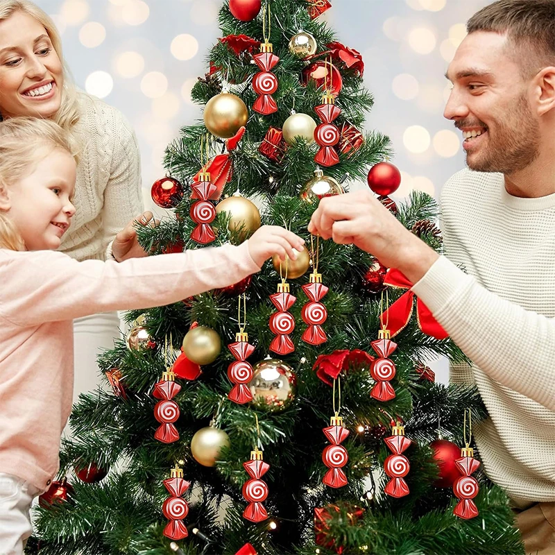 1 صندوق 11 سنتيمتر عيد الميلاد الحلوى الحلي عيد الميلاد بريق معلقة الحلوى شجرة عيد الميلاد معلقة ديكور المنزل 2026 السنة الجديدة هدية نافيداد