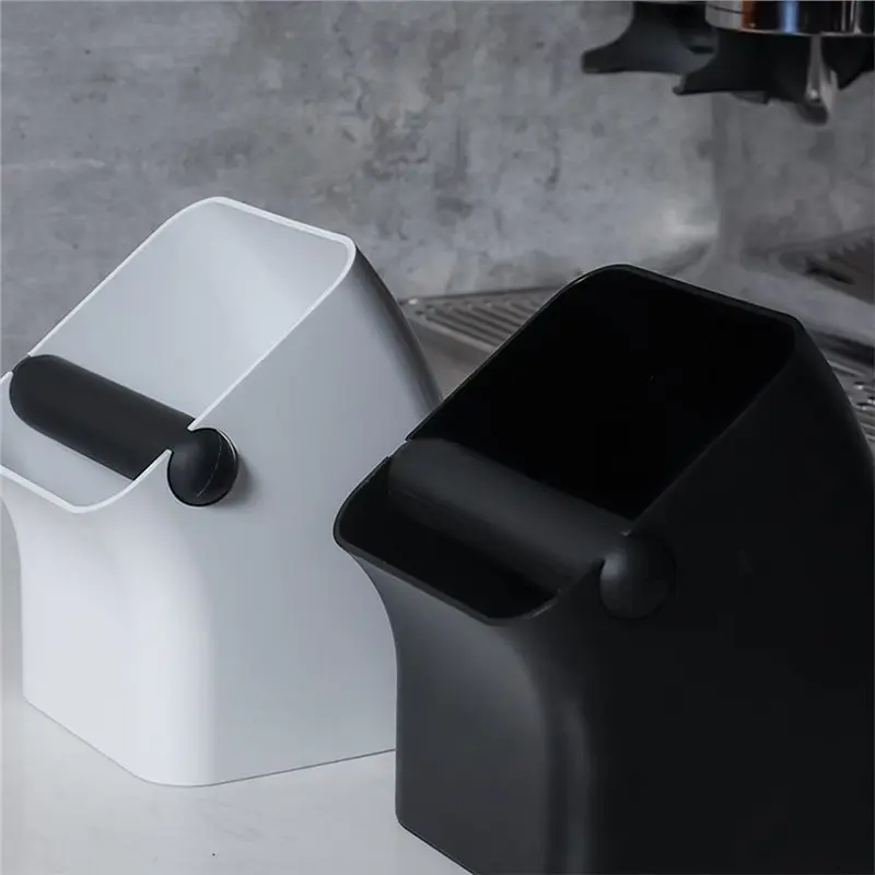 ABMR-Shock-Absorbent Large Square Knock Box With Removable Knock Bar And Lid For Espresso Machine Accessories Black