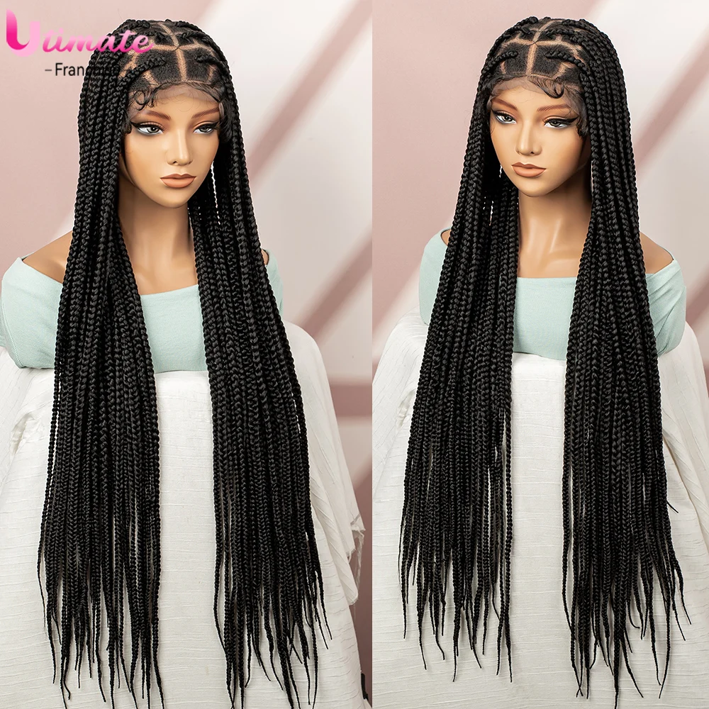 

Синтетические плетеные парики, полный кружевной плетеный синтетический парик для чернокожих женщин, 360-градусный кружевной двойной кружевной прозрачный парик с косой