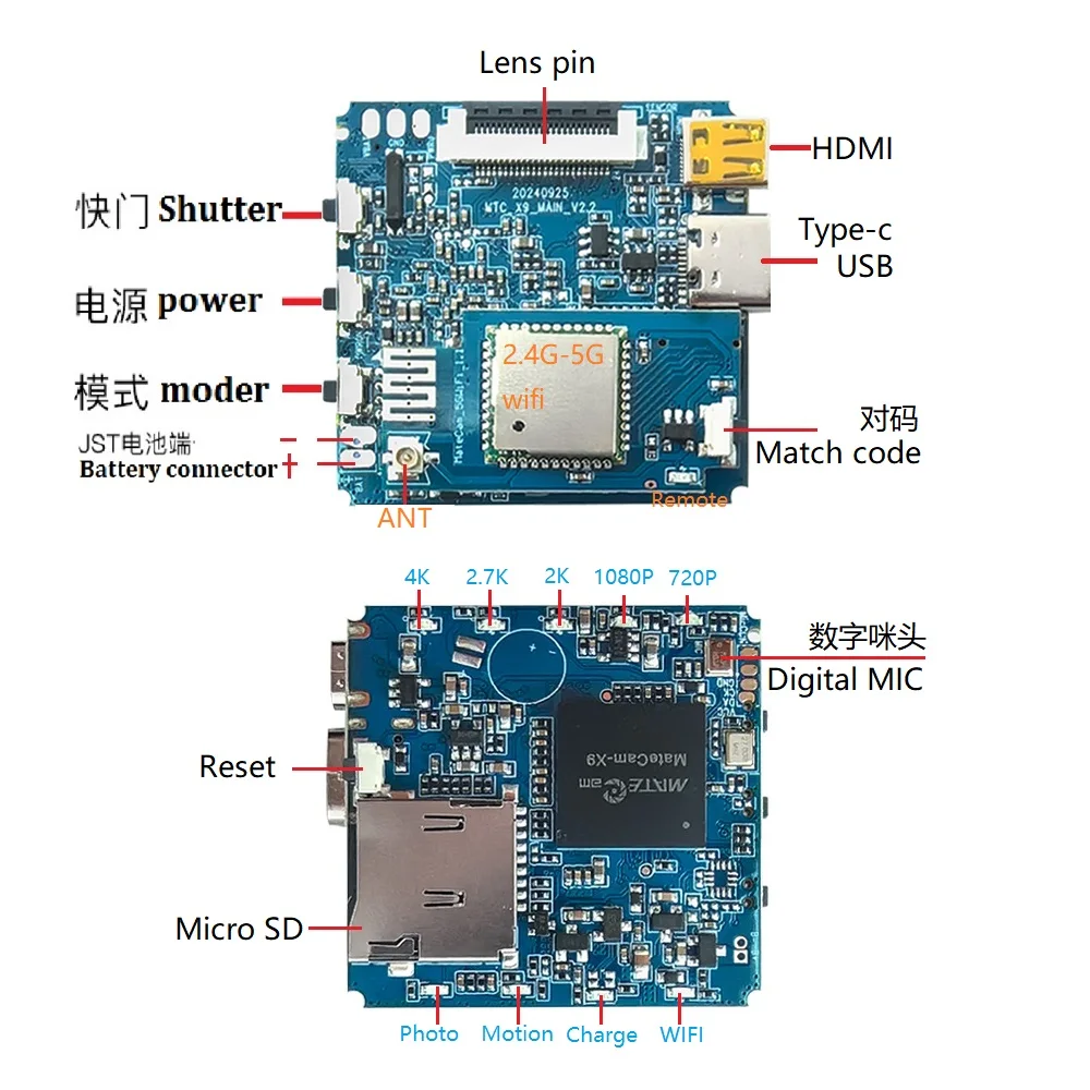2025 5G X9 IMX258 4K 60FPS WiFi P2P Mini Camera 14MP Motion Detection Digital Zoom Lens Module Matecam Small DIY Cam Recorder