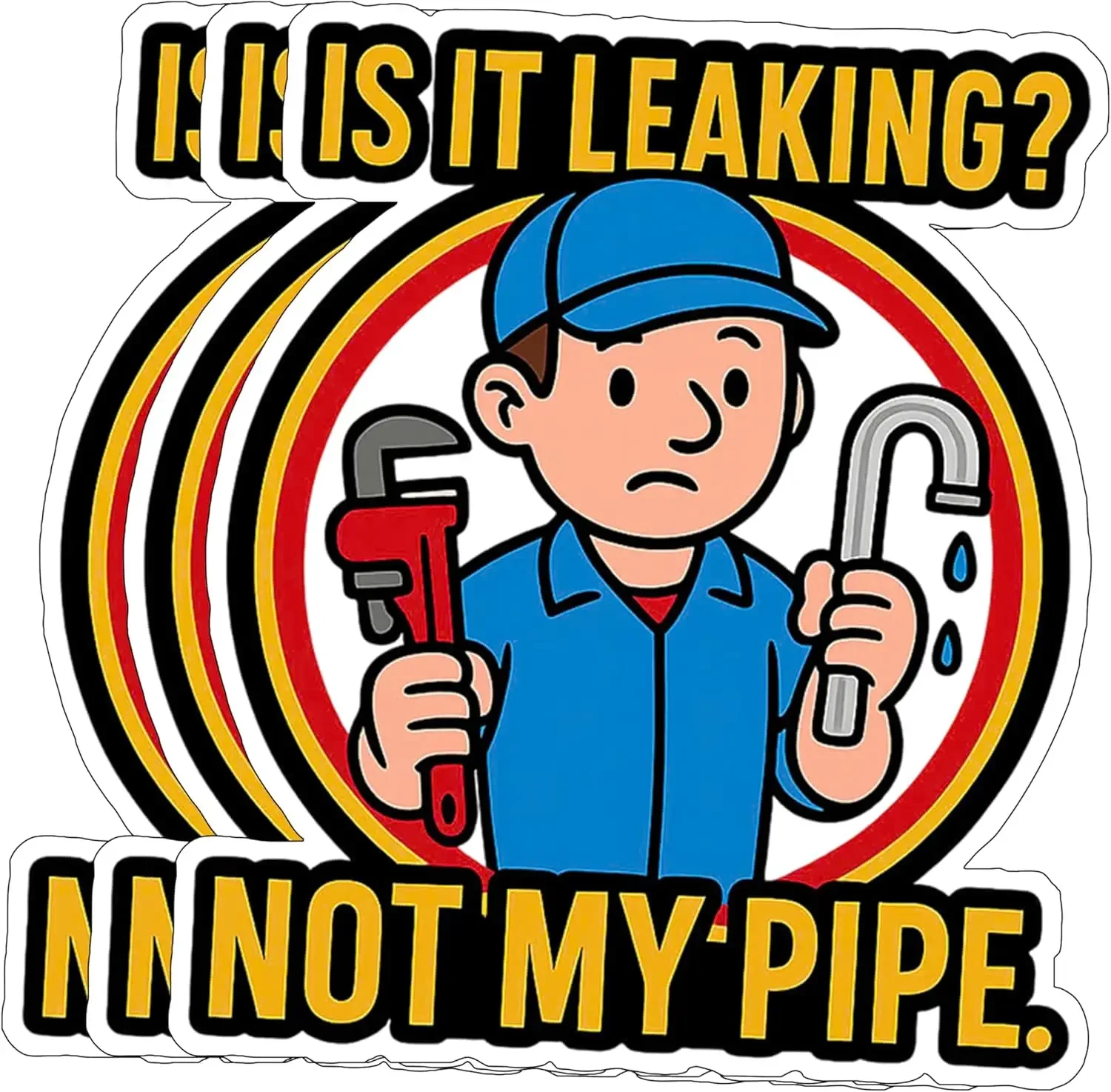 

3 шт. забавных наклеек с сантехником: «Протечка» Водонепроницаемая виниловая наклейка "Not My Pipe" для ящика для инструментов, ноутбука, бутылки