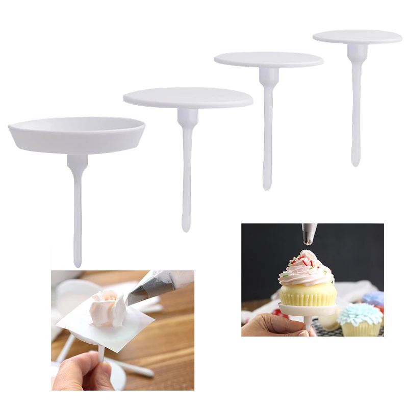 4pcs Cake Flower Nails Plastic Piping Nail Baking Piping Stands Transfer Lift Removable Ice Cream Cake DIY Decorating Tools