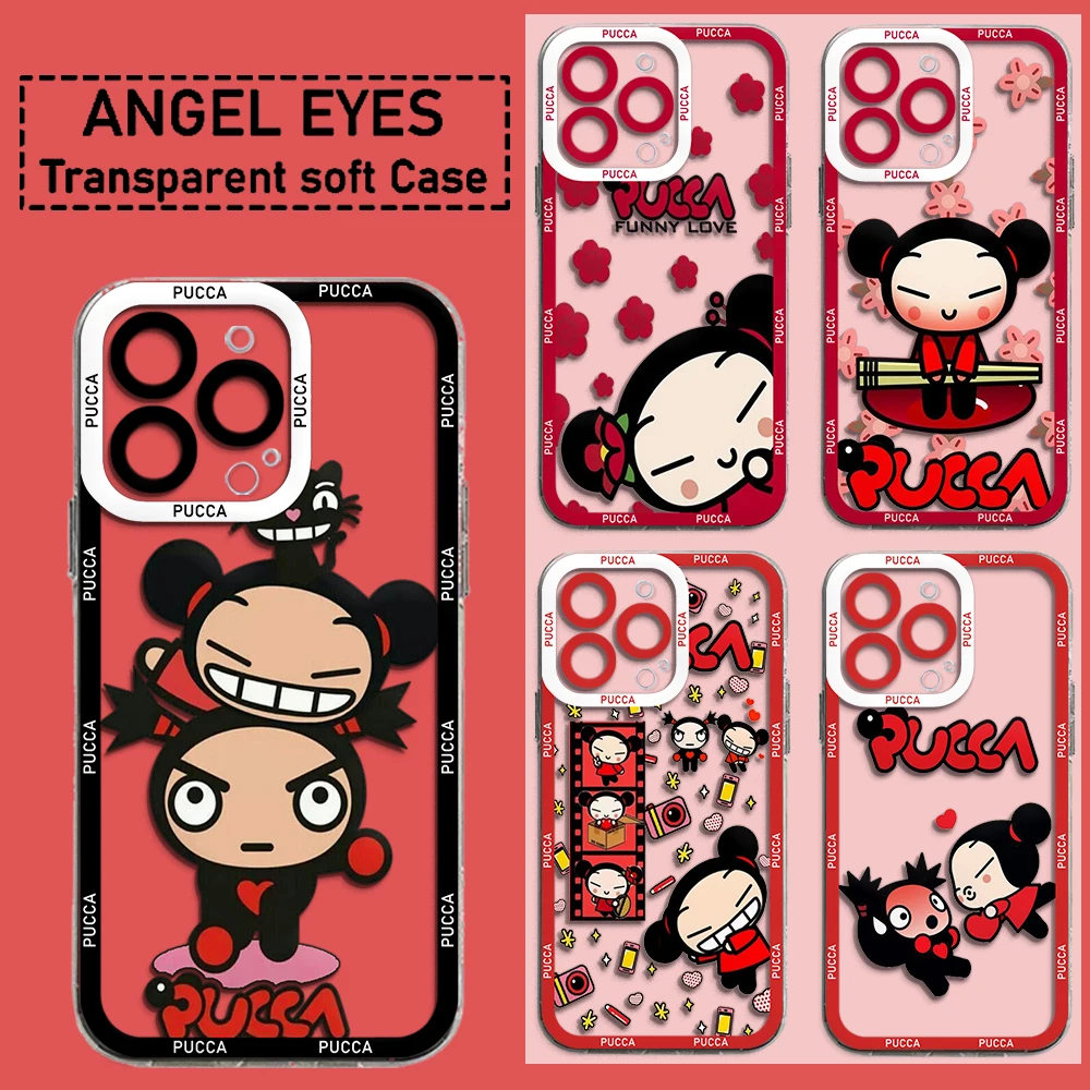 Cartoon Doll Phone Case For P-PUCCAS iPhone 16 15 14 13 12 11 Mini Pro Max X XR XSMax 7 8 Plus SE20 Transparent Cover