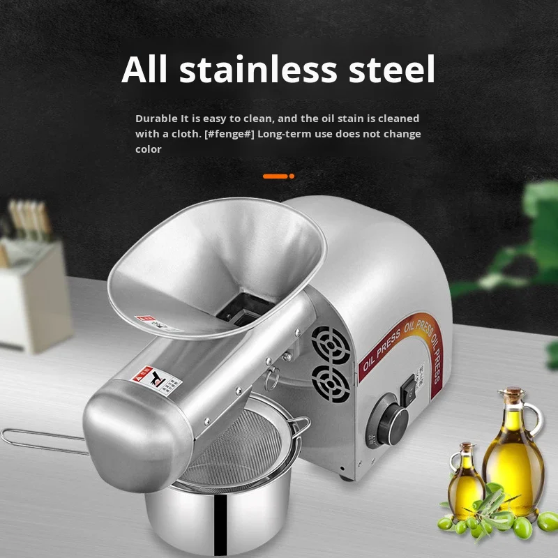 Walnut Fully Automatic Household Commercial Cold Hot Pressing Stainless Steel Small Oil Press 5-8kg/h Capacity for Olive Palm