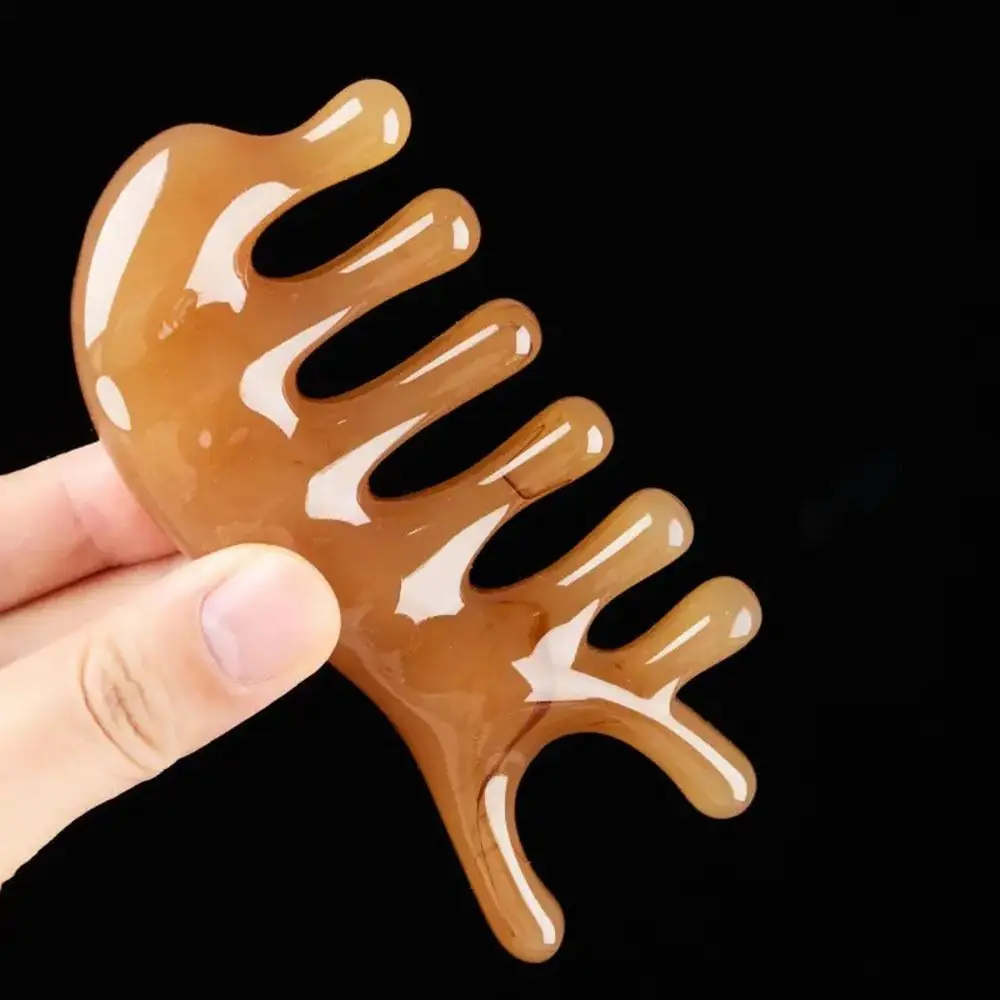 

Little Dolphin Gua Sha Massage Comb Resin Five-Tooth Meridian Massage Comb Relaxing Scraping Body Massage Comb Head Massage Tool