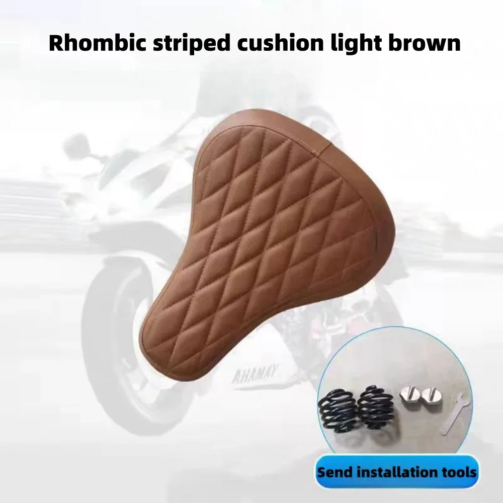 Cocok untuk Jinjila 300 Bantalan Kursi Modifikasi, Kursi Kulit Pegas Tebal Retro Batu Abu-abu, Mudguar Modifikasi Kulit Asli