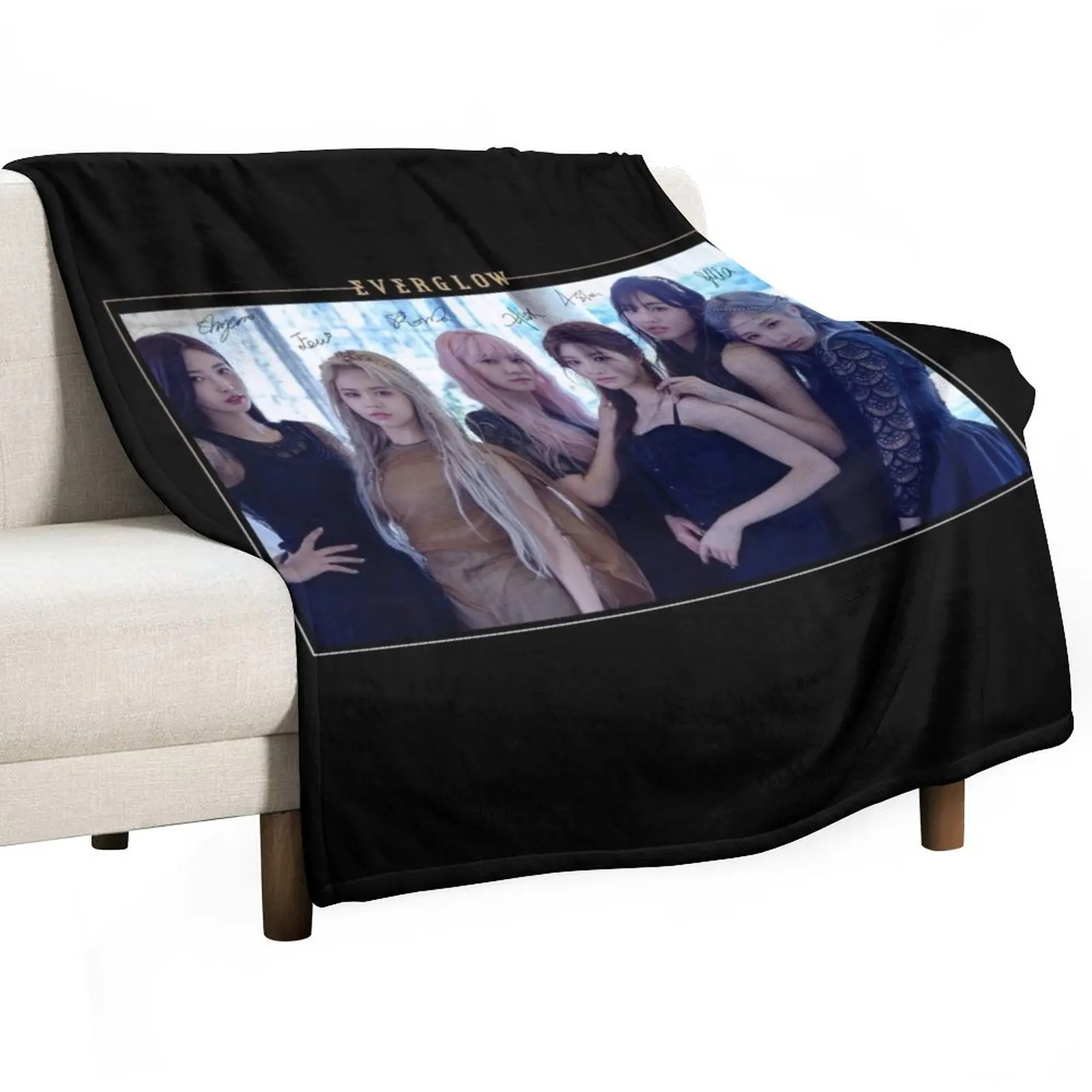 

EVERGLOW  - Hush : Group (With PRINTED Autographs) Design #2 Throw Blanket anime Giant Sofa blankets and throws Blankets