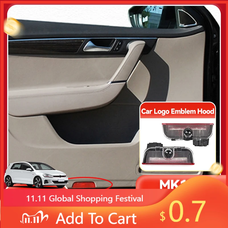 

Для Volkswagen VW наклейки на внутреннюю лампу, вытяжки, светодиодный проектор двери автомобиля, призрачная тень, приветственный свет, аксессуары для VW Tiguan MK1 M