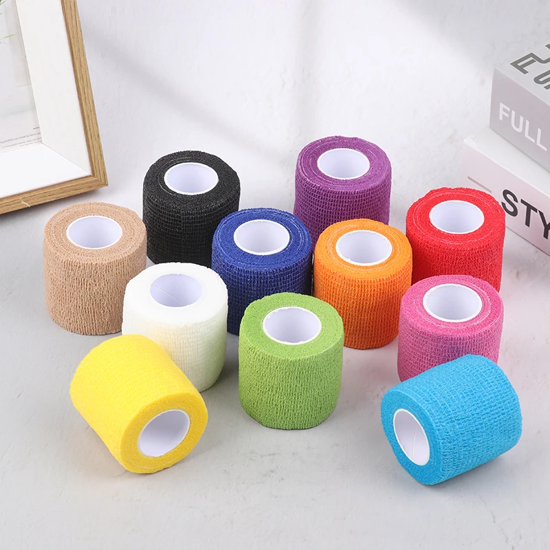 1Roller 5*450cm Multicolor Cohesive Tattoo Grip Tape Wrap Elastic Bandage Rolls For Tattoo Machine Grip Accessories