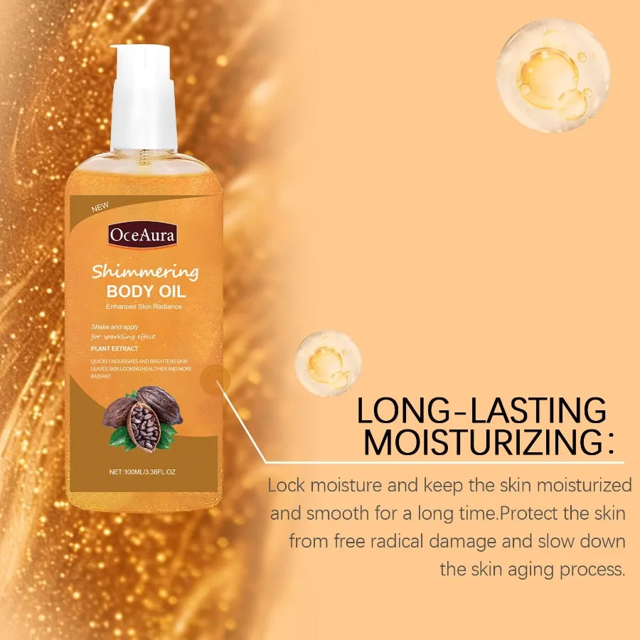 OceAura زيت الجسم المرطب اللامع يرطب ويغذي الجسم العناية اليومية تدليك كامل الجسم زيت طبيعي