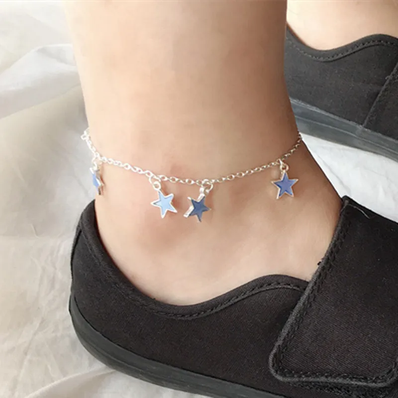 Fashion Summer Foot Jewelry Women Glow In The Dark Star Chain Anklet  Luminous Ankle Bracelet Barefoot Sandal Beach Jewelry