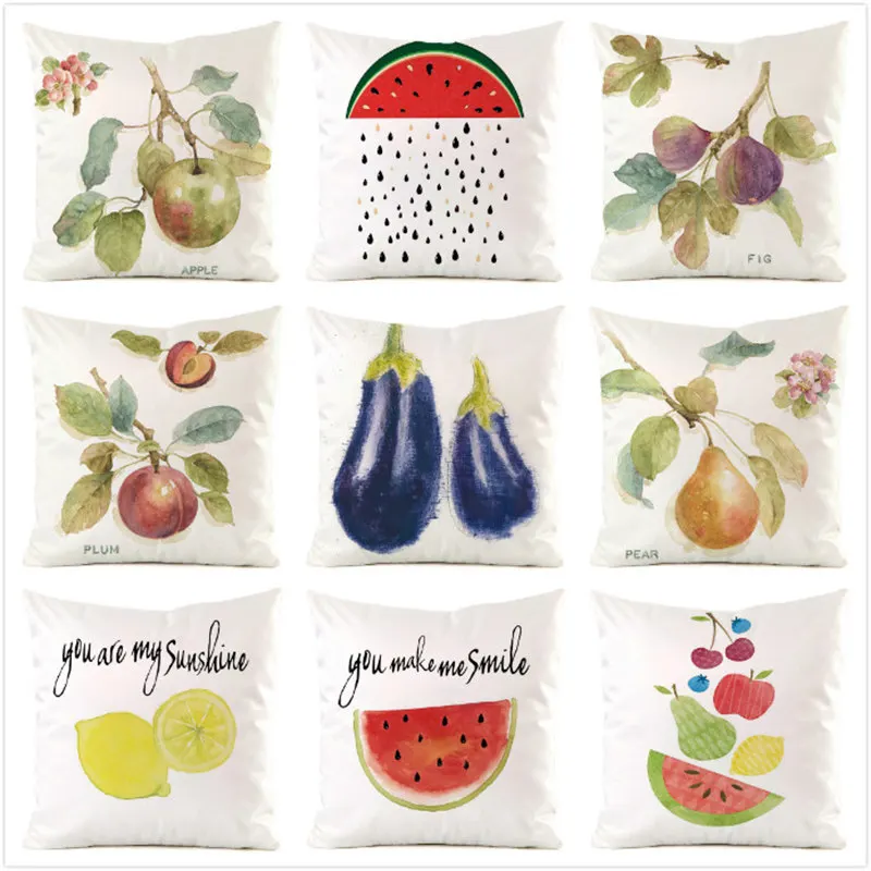 

Home Decor Fruit-Themed Pillowcases: Sunshine & Smile Motifs Pattern Cushion Cover Suitable For Sofa Bedroom Car Pillow Cover