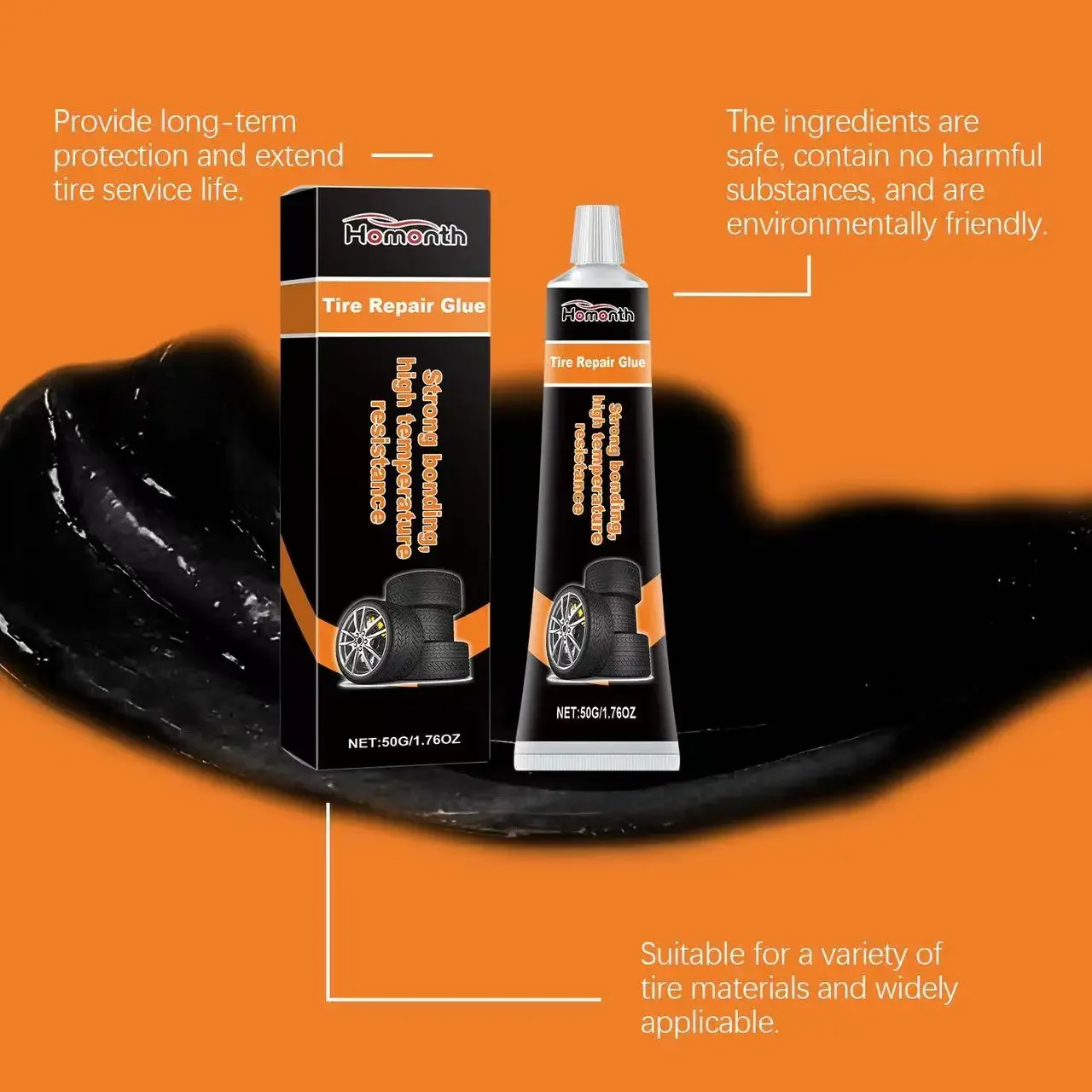 Tire Repair Glue Liquid Strong Rubber Glues Black Rubber Wear-resistant Non-corrosive Adhesive Instant Strong Bond For Leather