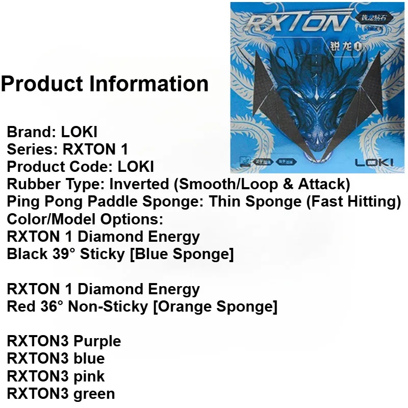 LOKI RXTON 1 البثور المطاطية لتنس الطاولة في 39 ° مبتذل و 36 ° برايمر الزيت المملوء مسبقًا من مطاط بينغبونغ غير الممزأ لا يحتاج إلى ملءها
