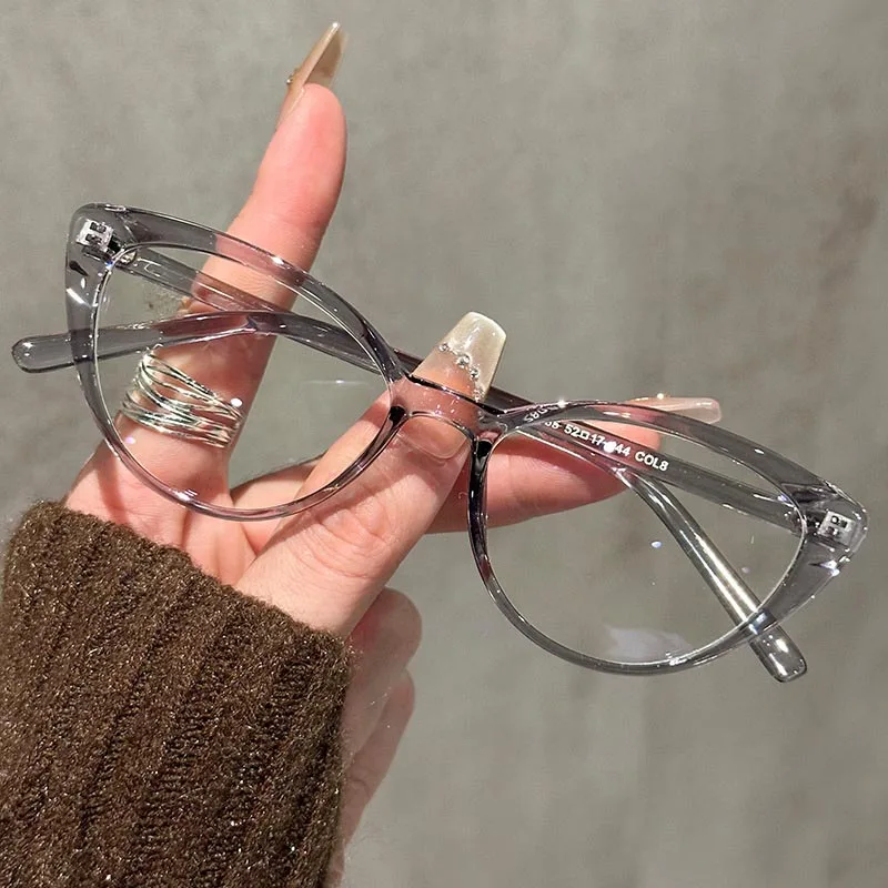 Small Cat Eye Eyeglasses Women Girls Fashion Eye Glasses Frames Anti-Blue Light Glasses Frame Eyewears With Flat Lens For Office