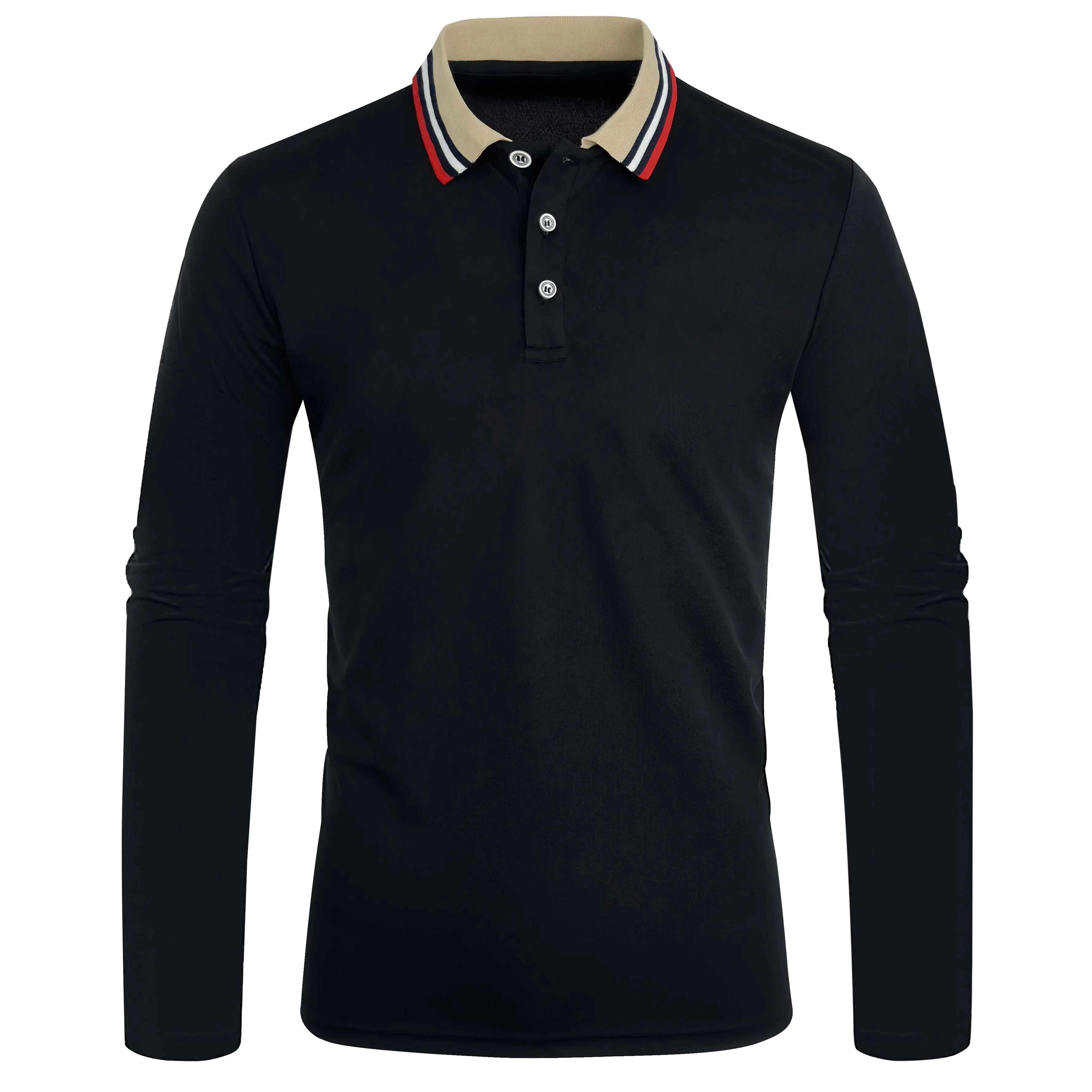 Wiosenno-jesienna męska koszulka polo z długim rękawem Business Casual Fashion Top — zdjęcie 2