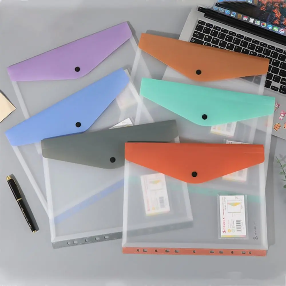 

6 pcs Colorful PP Binder Folders Clear 11 Holes Binder Pocket Snap Closure A4 Punched Pockets Home Office