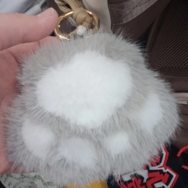 Imitação de pele de vison pata de gato pingente de pelúcia saco pendurado decoração bonito pequenas patas chaveiro do carro acessórios presente de cura macia